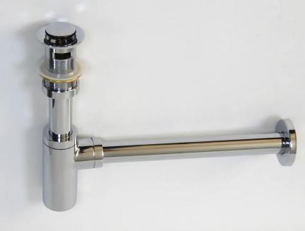 Сифон сливной для раковины с отводом в стену и донный клапан Aicity КН027 с переливом хром